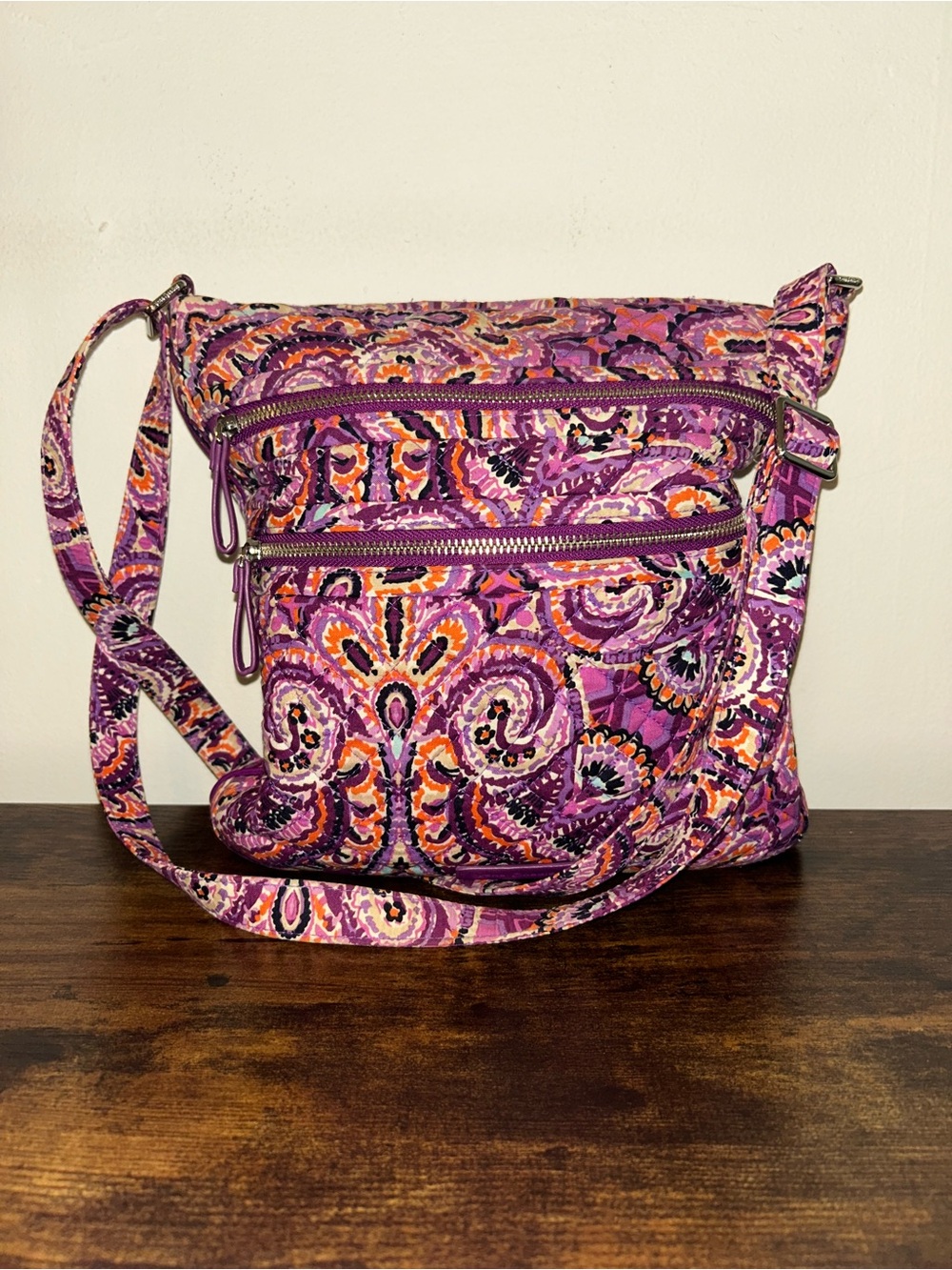 Vera Bradley Purple Multi Paisley Quilted Crossbody